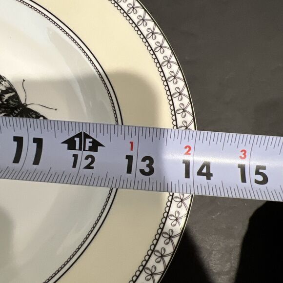 Charter Club Tuilleries Tan 14" Serving Platter Dish Tray Flower Butterfly - Picture 7 of 13